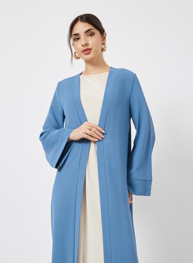 Styli Blue Ruffle Hem Open Abaya - Image 2